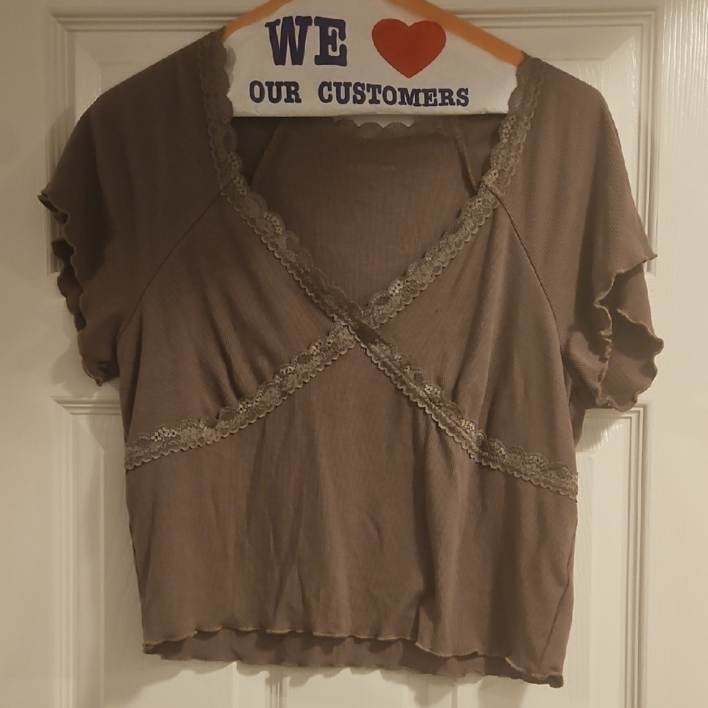 Arizona Jean Company Brown Lace Crop Top